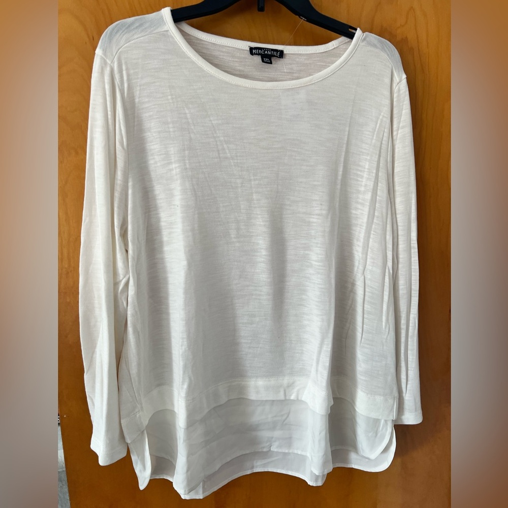 J Crew Mercantile 3/4 sleeve white top - Picture 4 of 6